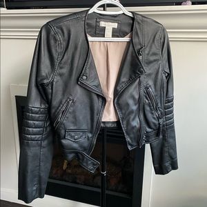H&M cropped leather jacket